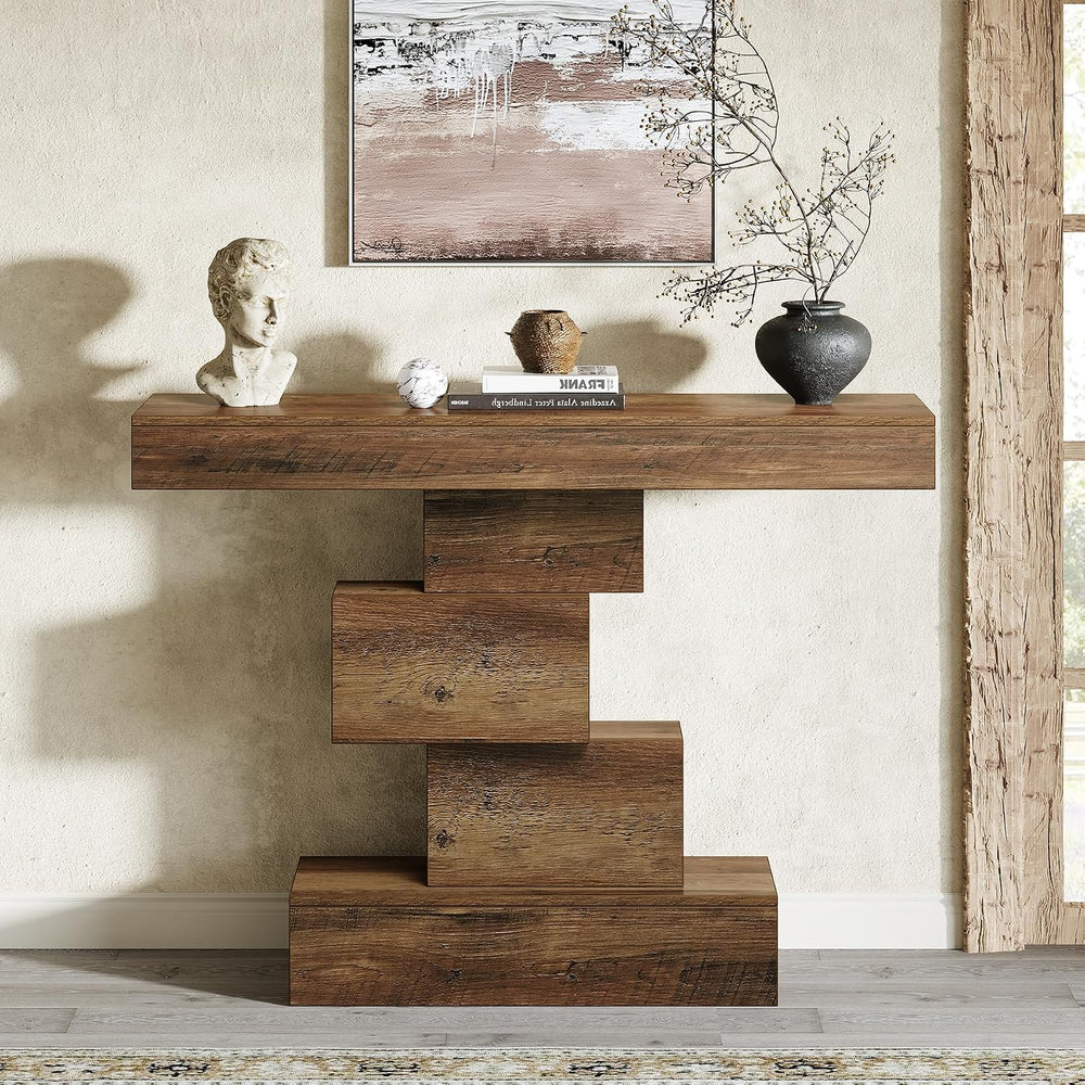 Tribesigns 42.5" Farmhouse Console Table, Narrow Wood Sofa Table Behind ...