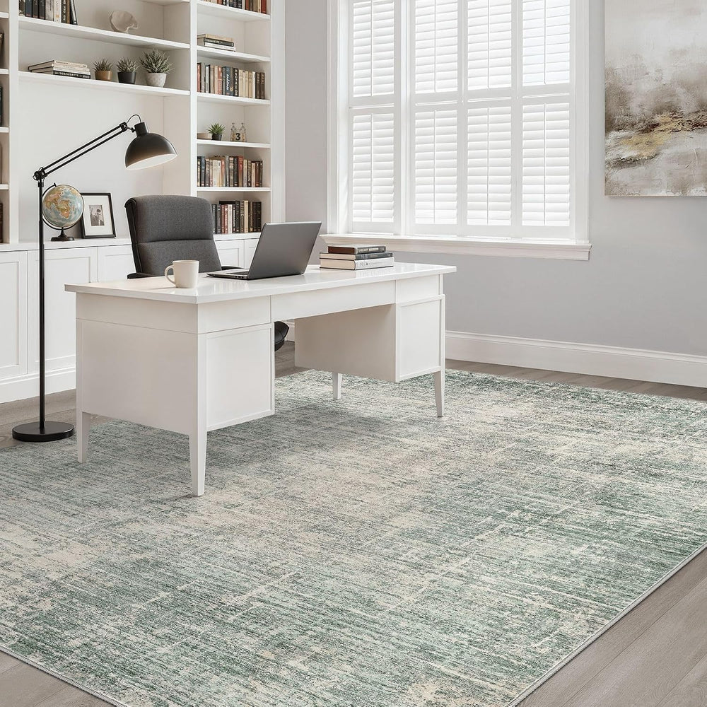 LOONGRUG 10x14 Area Rugs Washable Neutral Modern Living Room Rug Sage Green