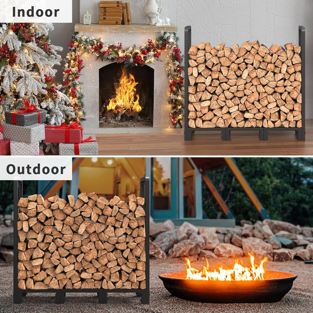 Mr IRONSTONE 4ft Firewood Rack Outdoor Indoor, Upgraded Heavy Duty Adjustable...