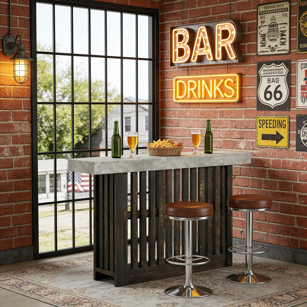 GarveeHome 63" Long Bar Table - Counter Bar Height Pub Table with 2 Tier...