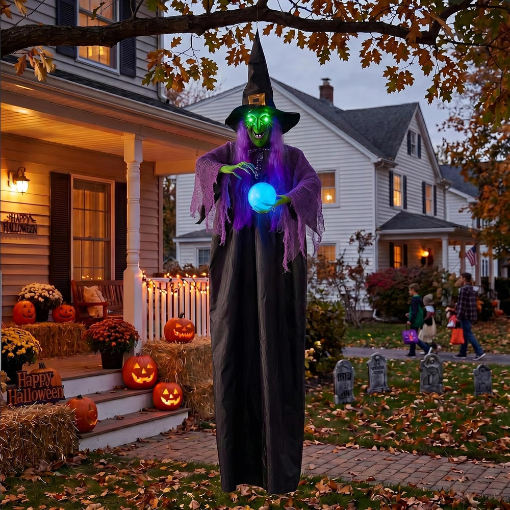 JOYIN 78" Hanging Witch Decor with Magic Ball Halloween Decorations Outd...