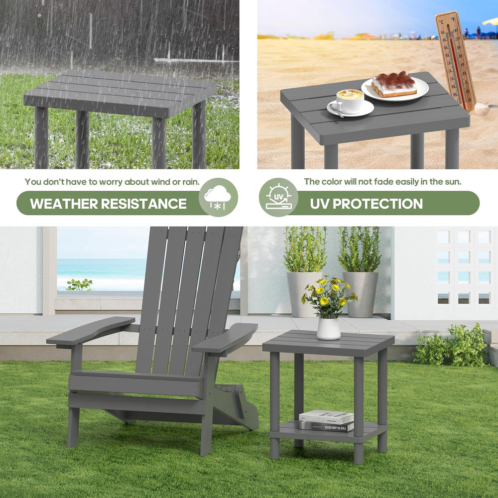 Outdoor Side Table with 2-Tier, Bamboo Small Patio Adirondack Tables