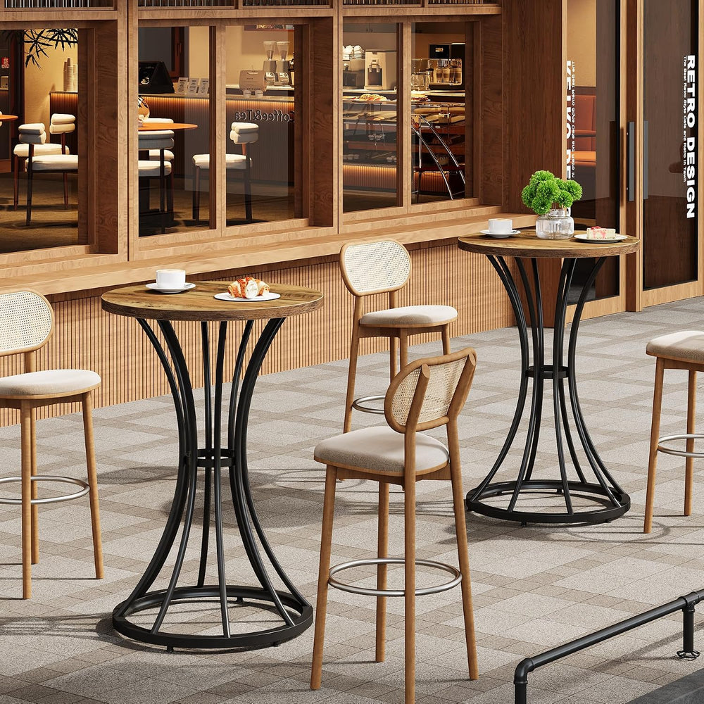 Tribesigns 37.4" H Bar Table, Round Bar Table with Curved Metal Base, Ba...