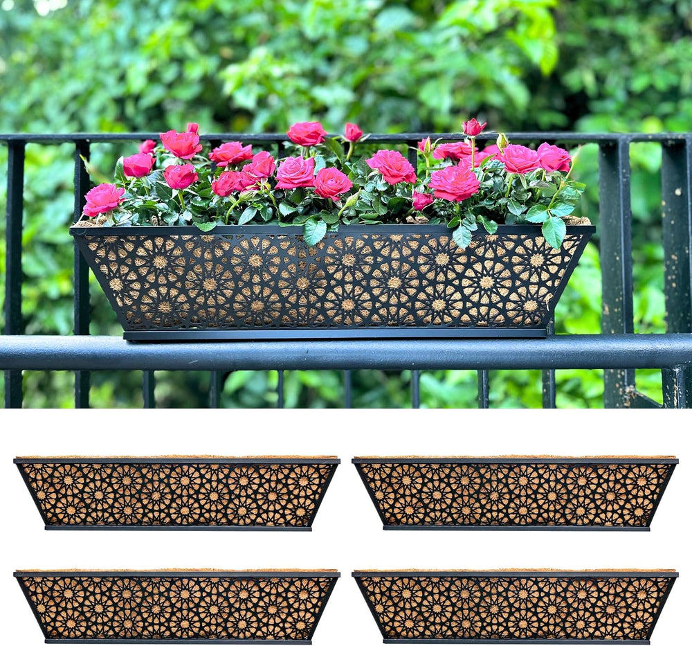 LaLaGreen Window Planter Boxes Outdoor (24 Inch, 4 Pack) Large Fence Hanging ...