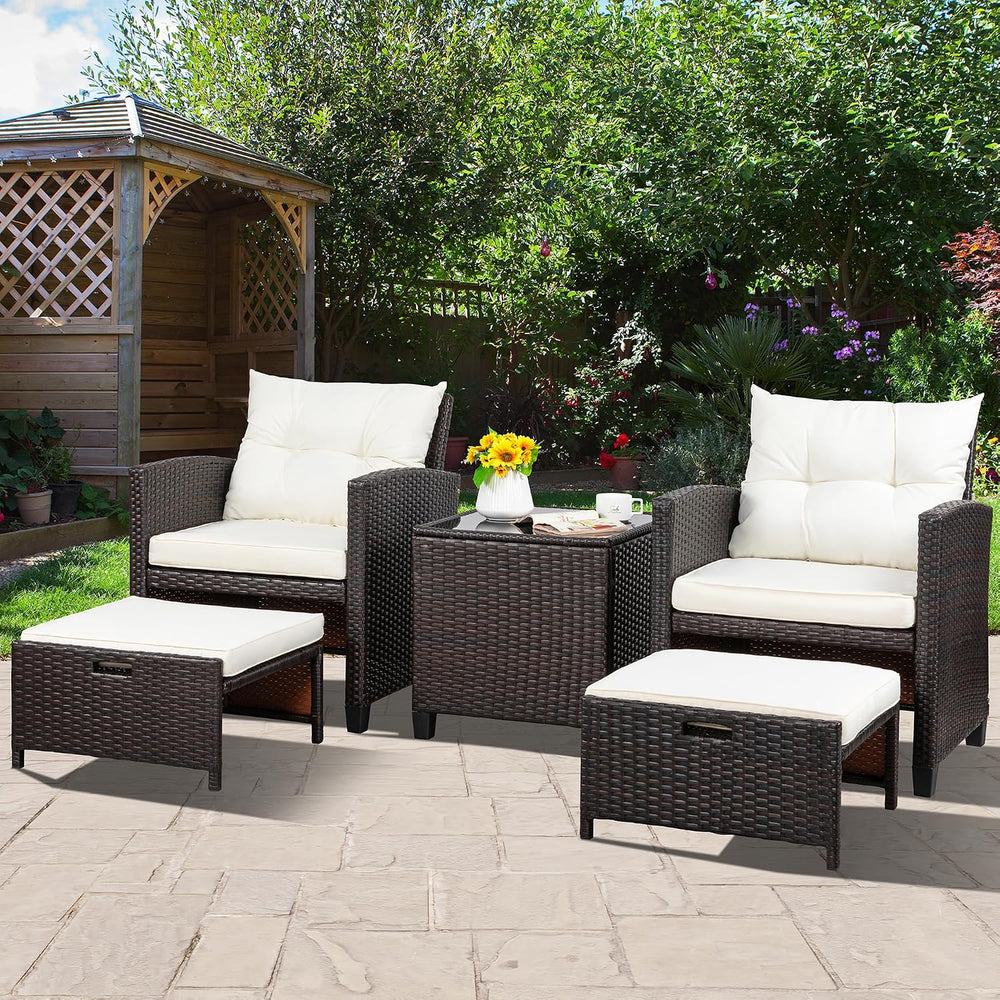 Vongrasig Patio Chair with Ottoman, 5 Pieces Patio Furniture Set Small Balcon...