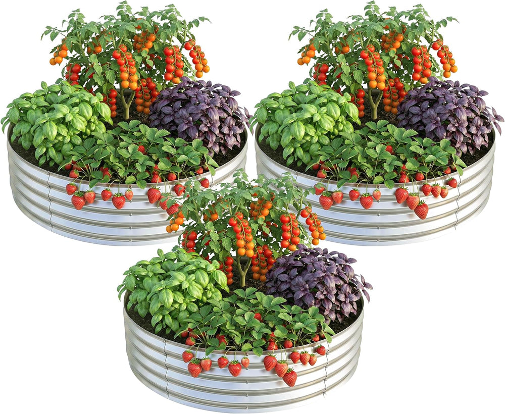Utopia Home Galvanized Raised Garden Bed Kit 2x2x1 Ft Pack of 3, Planter Box ...