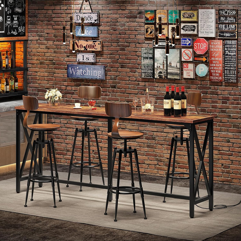 CHOEZON 70.9'' Bar Table, Kitchen Dining Table with Power Outlet and ...