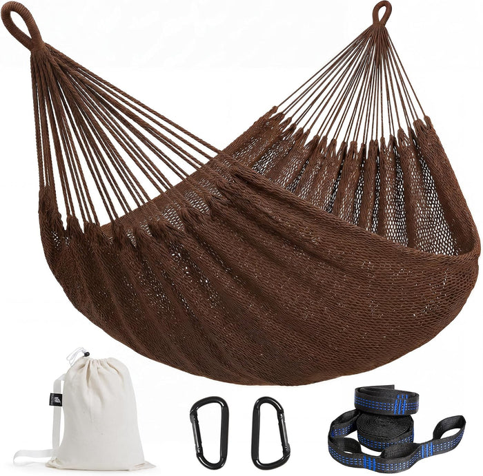 SUNCREAT Hammocks Backyard Rope Hammock, Brown