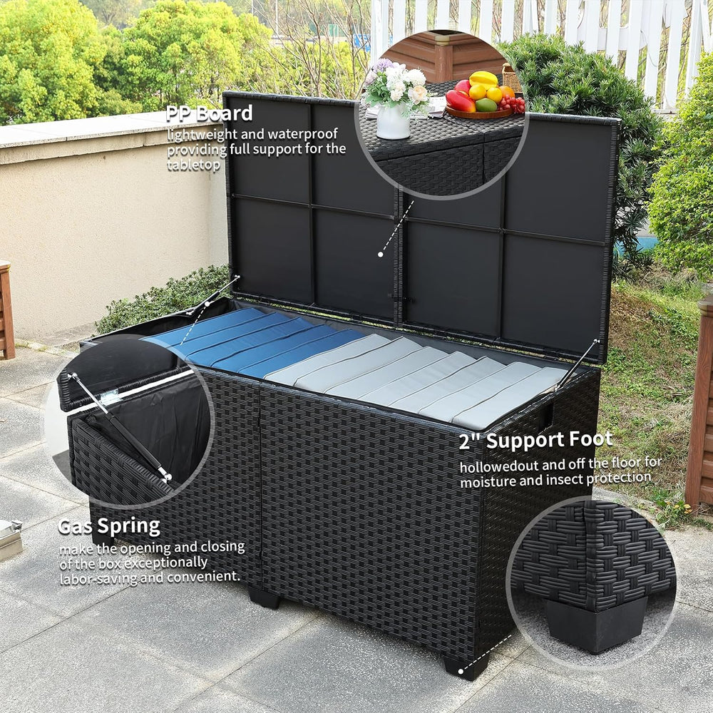 Rattaner 180 Gallon Outdoor Storage Box Large Patio Storage Bin with Waterpro...