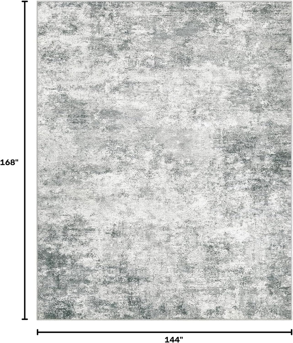 WITSHOCK 12x14 Area Rugs for Living Room Washable Abstract Rug Gray