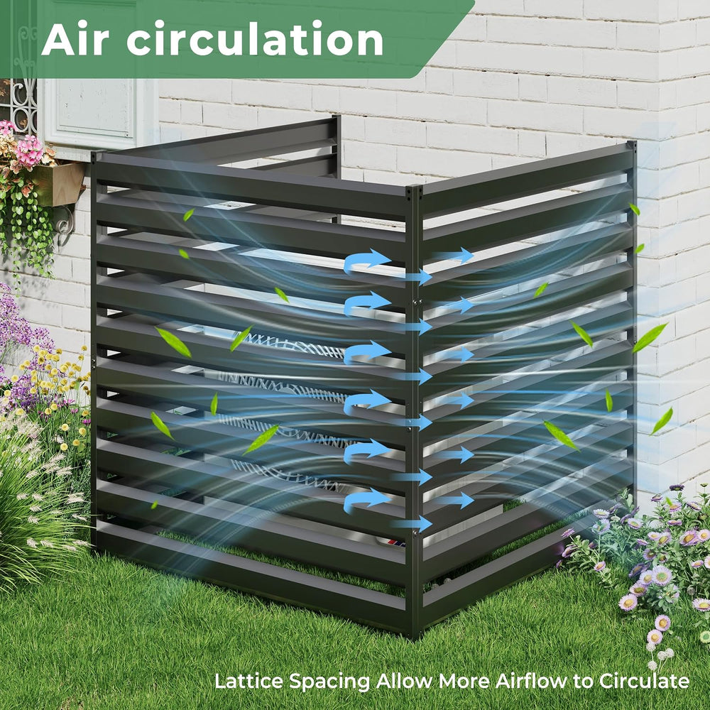 Metal Air Conditioner Fence, 42''H x 38''W (3Panels) Metal Ou...
