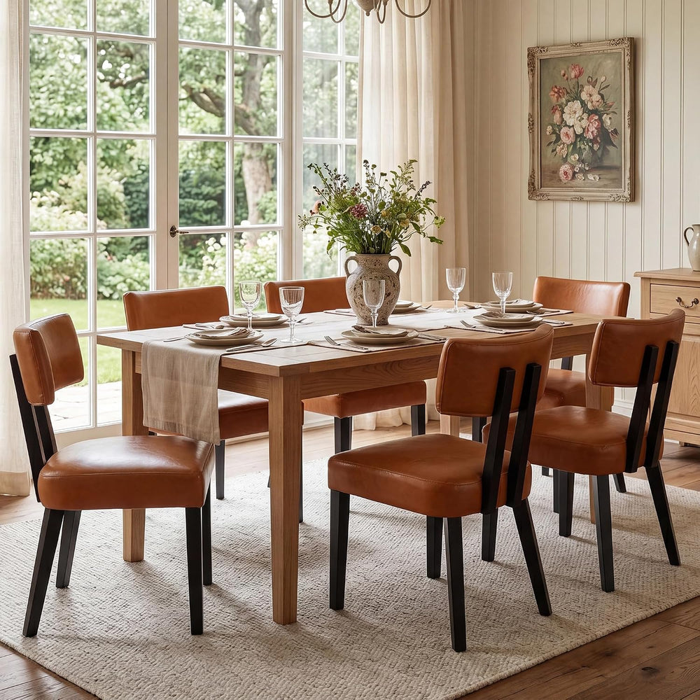 GOTMINSI Mid Century Modern Dining Chairs,PU Leather Farmhouse Upholstered Ki...