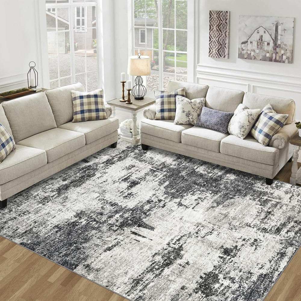 Tosuoka 9x12 Area Rugs for Living Room Abstract Washable Black Rug