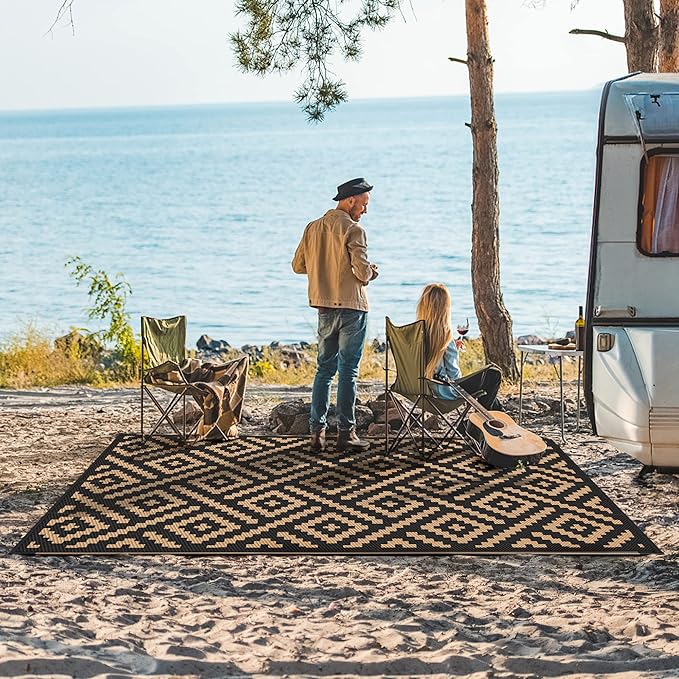 GENIMO Outdoor Rugs 8x10 Waterproof, Reversible Mats, Area Plastic Straw Rug,...