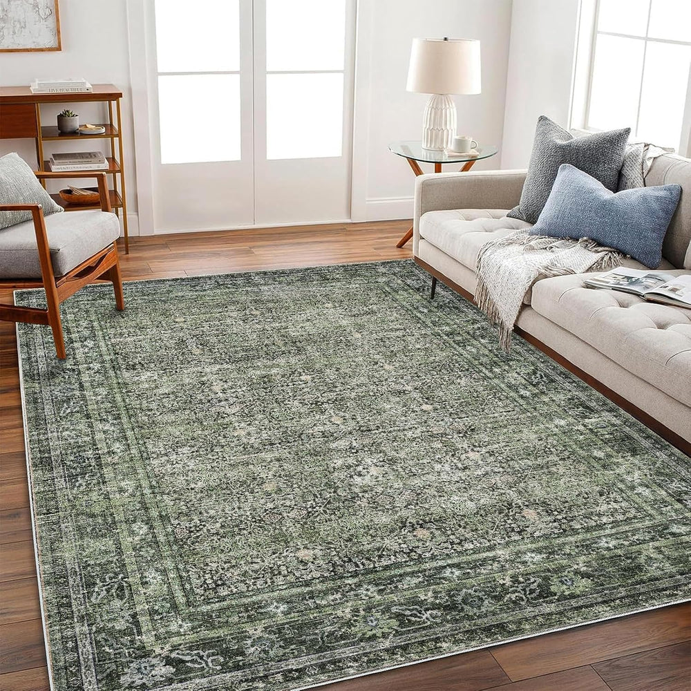 CHAMPLANT Washable Area Rug 4'x6' Traditional Floor Cover Foldable Th...