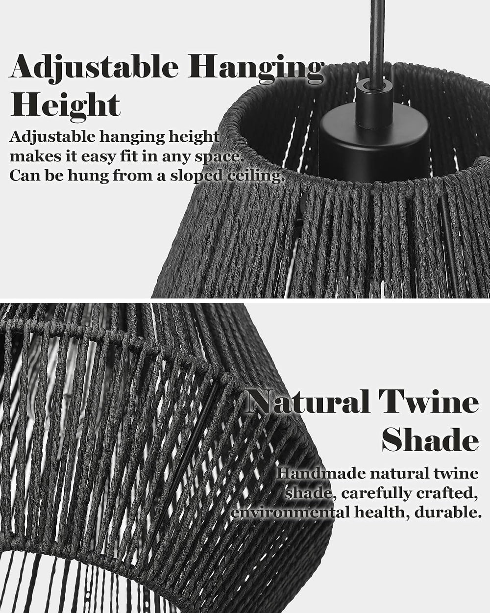 ELYONA Modern Woven Pendant Light Fixtures, 7" Farmhouse Coastal Hanging...