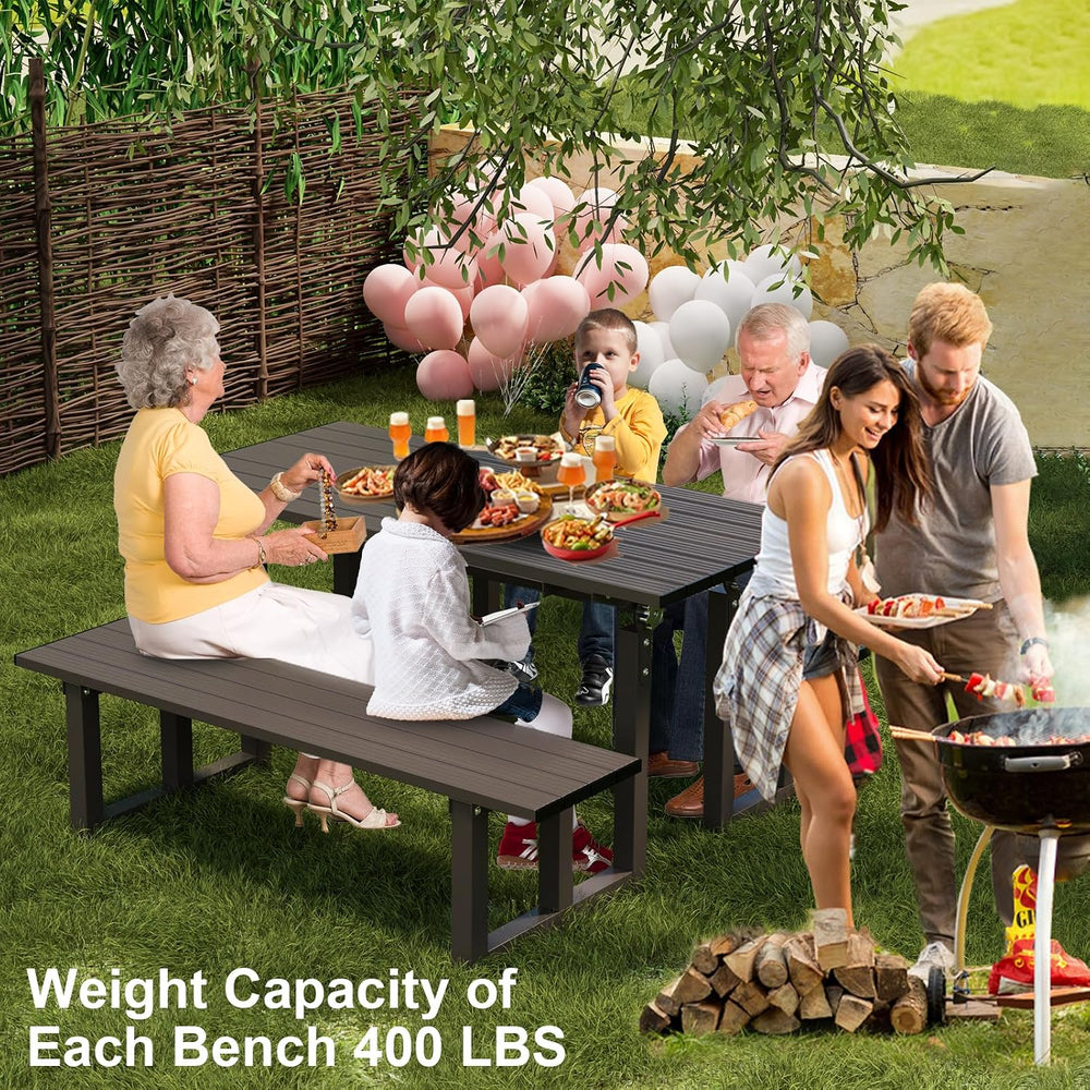 TECSPACE Aluminum Outdoor Convertible Bench, Brown, 400 LBS Load Capacity, Ad...