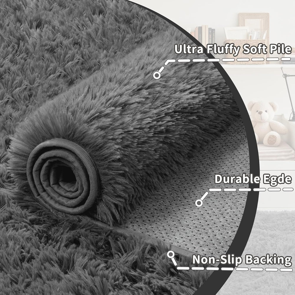 6x9 Area Rugs for Living Room Bedroom,Ultra Soft Fluffy Shag Rug Grey