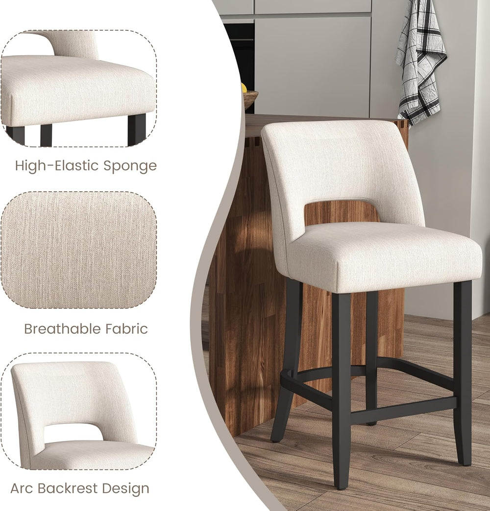 VKNOW Bar Stools Set of 4, 26" Upholstered Counter Height Bar Stools