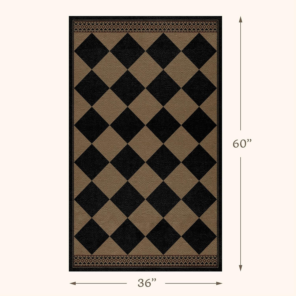 Easy Jute Indoor Outdoor Rug 3x5, Brown Black Checkered Patio Front Porch Rug...