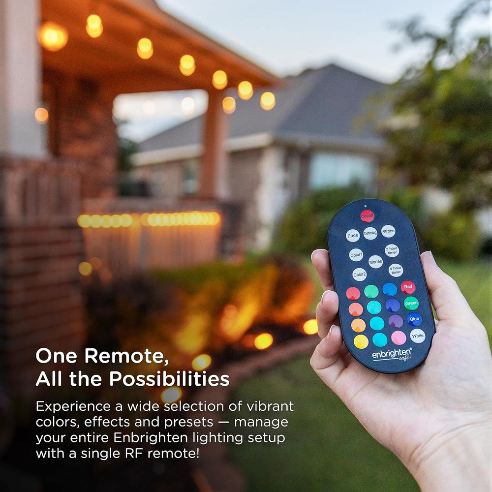 Enbrighten Vintage Outdoor String Lights, 24ft, 12 Bulbs, Remote Control