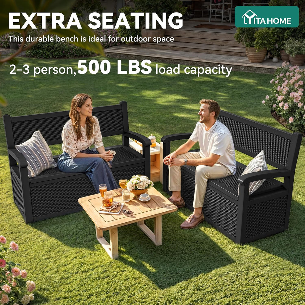 YITAHOME 80 Gallon Storage Bench Deck Box, Lockable Patio Bench with Hidden S...