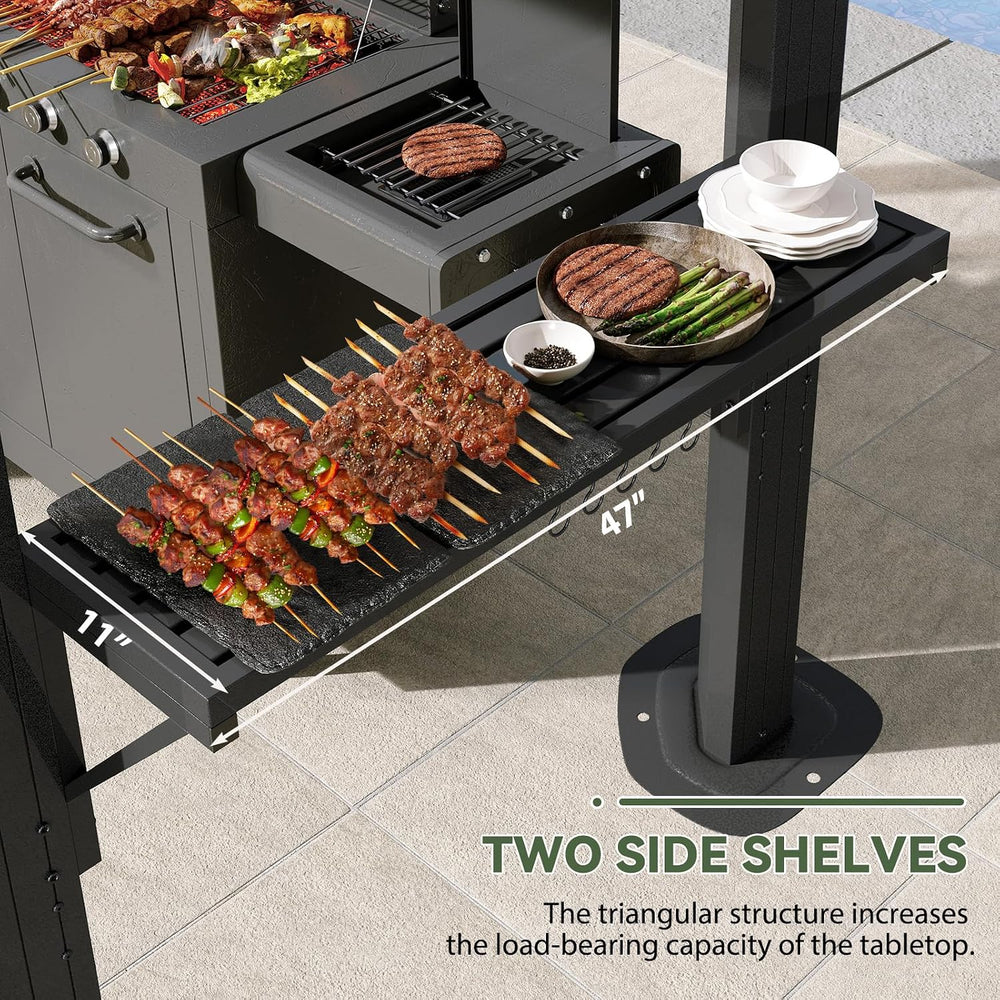 Aoxun 5 x 8FT Grill Hardtop Gazebo with Galvanized Steel Roof, Gray