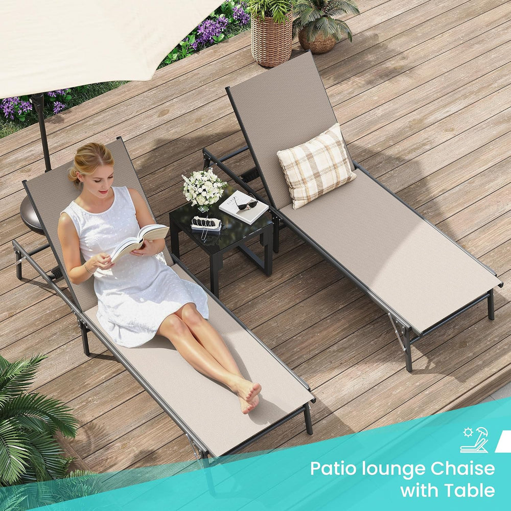 Amopatio Outdoor Lounge Chairs Poolside Chaise Lounge for Patio