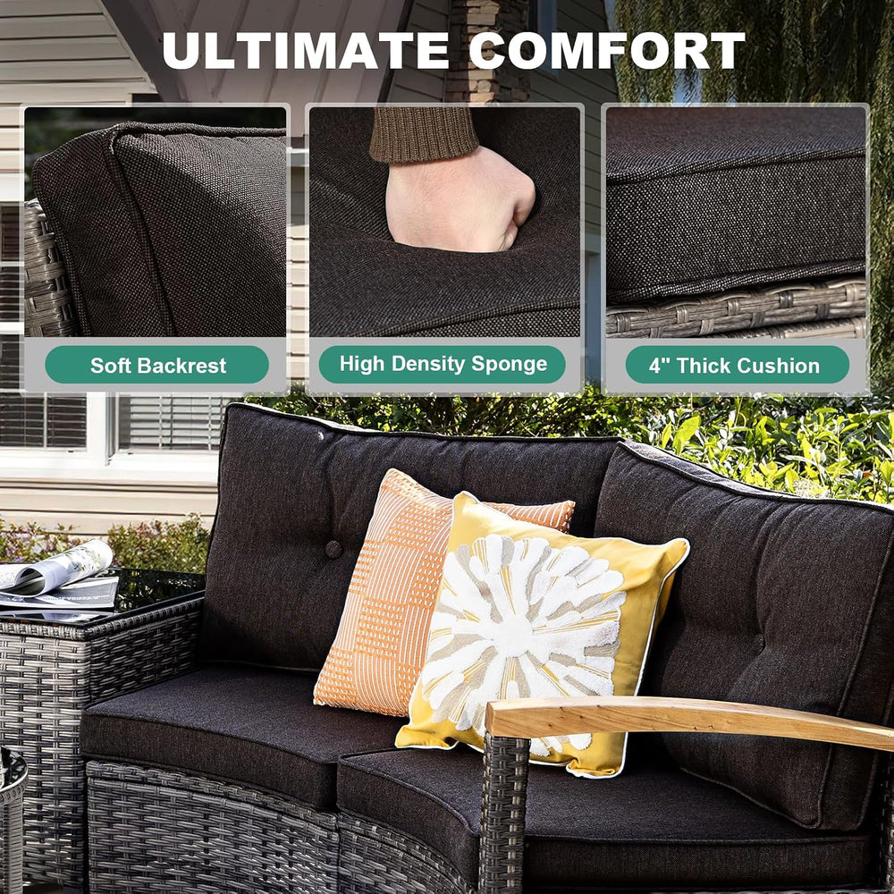 MEISSALIVVE 11-Piece Half-Moon Curved Outdoor Patio Furniture Set, Sectional ...