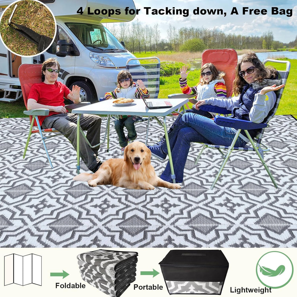 Alfolo Outdoor Rug 9x12 for Patios Clearance,Outdoor Plastic Straw Rug,Waterp...