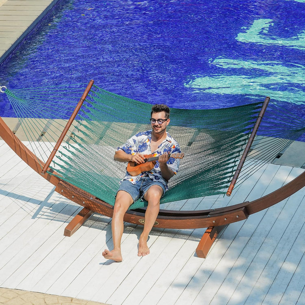Lazy Daze 2 Person Caribbean Rope Hammock, Handwoven Double Hammock