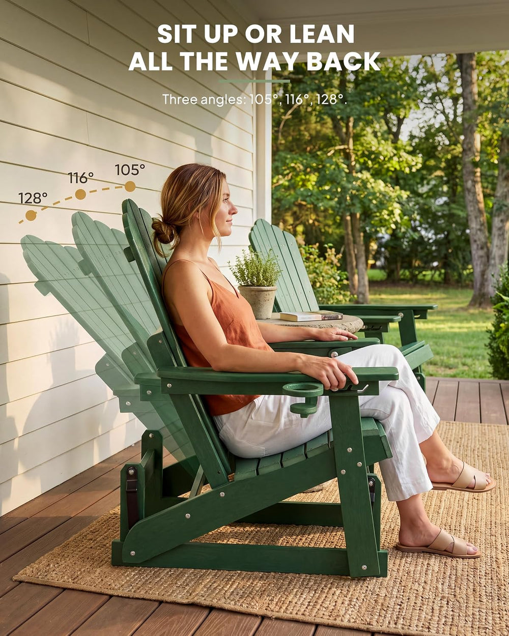 Adirondack Glider Chair Set of 2, Retractable Ottoman & Adjustable Backrest