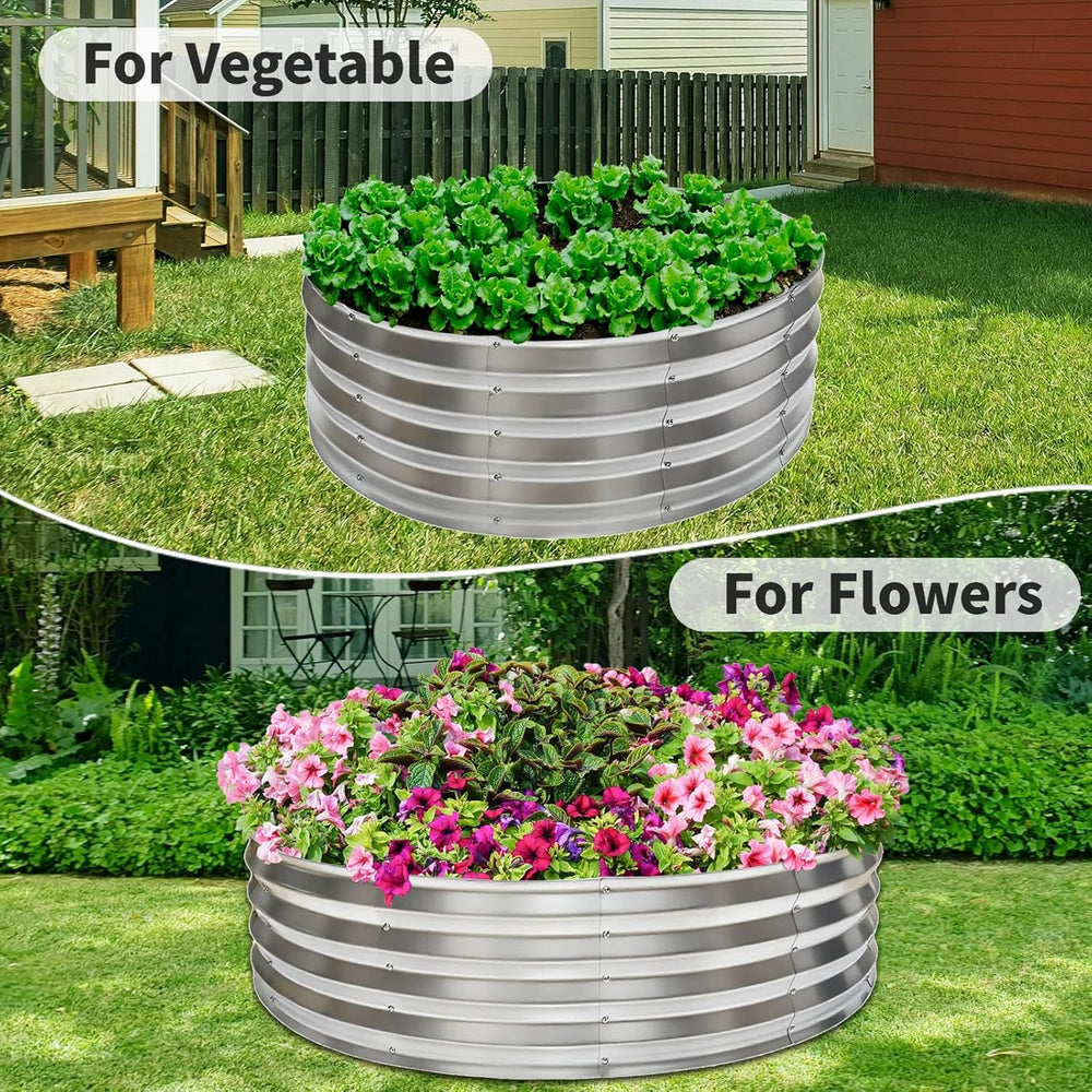 60 Inch Large Round Fire Pit Ring, Galvanized Steel Outdoor Bonfire Ring for ...