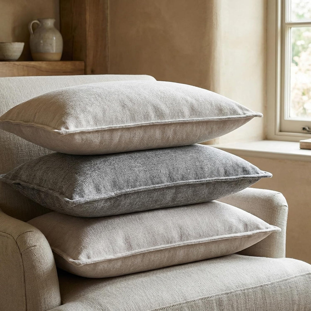 18x18 Inches Throw Pillow Covers Set of 4 Soft Textured Chenille Decorative C...