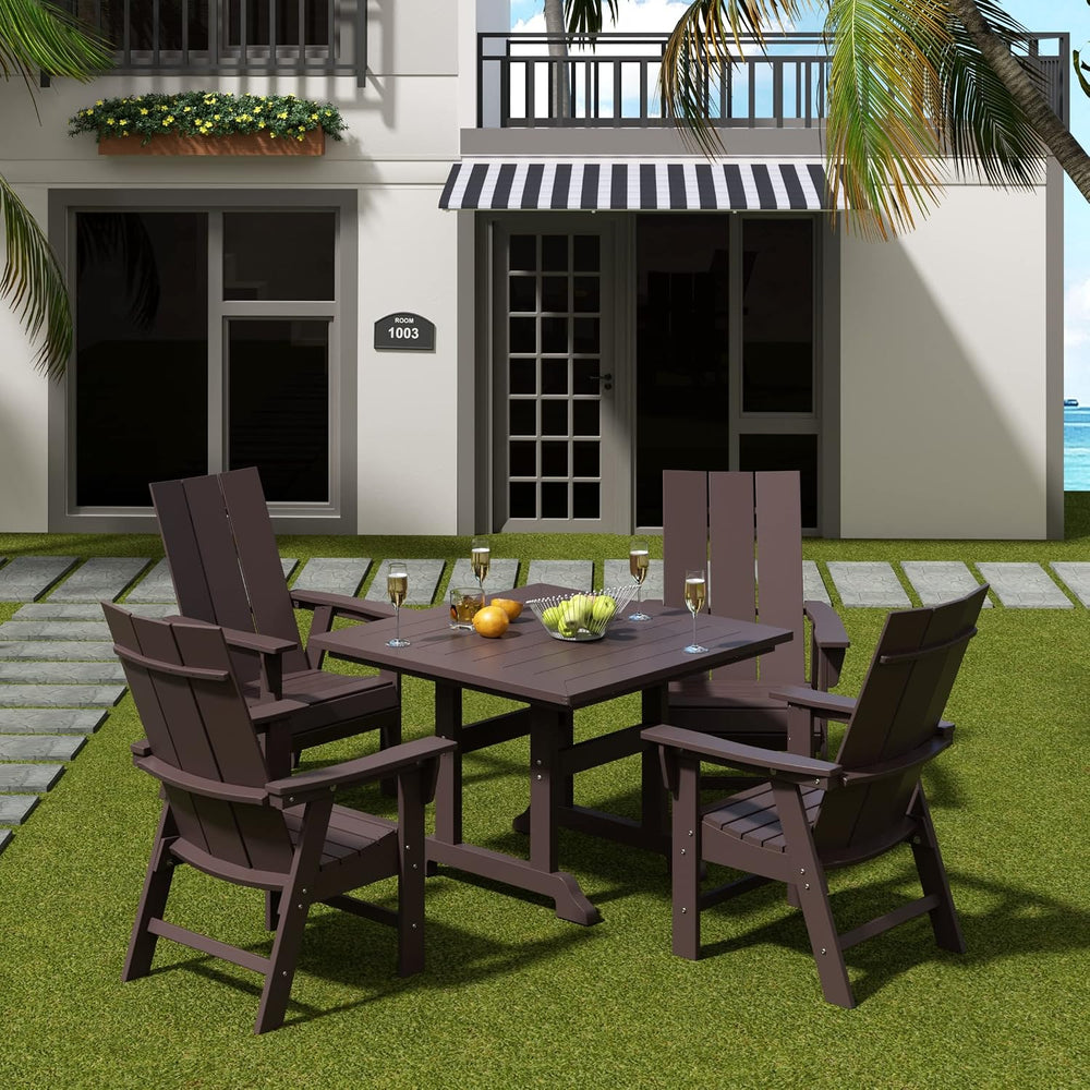 WO Home Furniture HDPE Adirondack Dining Chair, Dark Brown