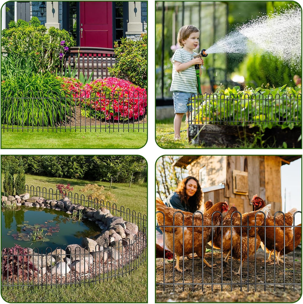 26 Panels Decorative Garden Fence, 37ft X 20in Rustproof Metal Animal Barrier...