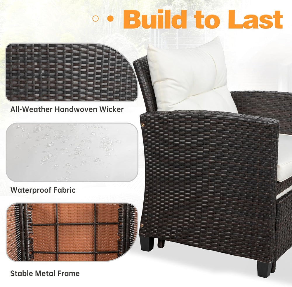 Shintenchi 5 Pieces Patio Furniture Set, Outdoor Wicker Patio Conversation Se...