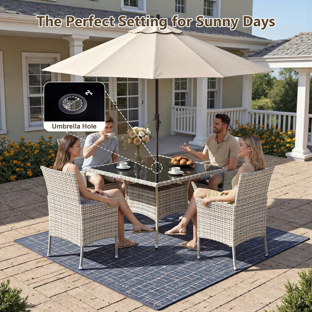Outdoor Dining Set, 10-Piece Patio Furniture Set with Tempered Glass Table an...
