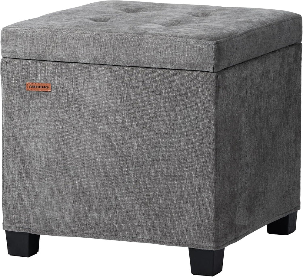 ABHENG Steel Frame Square Ottoman with Storage Gray UASND641G