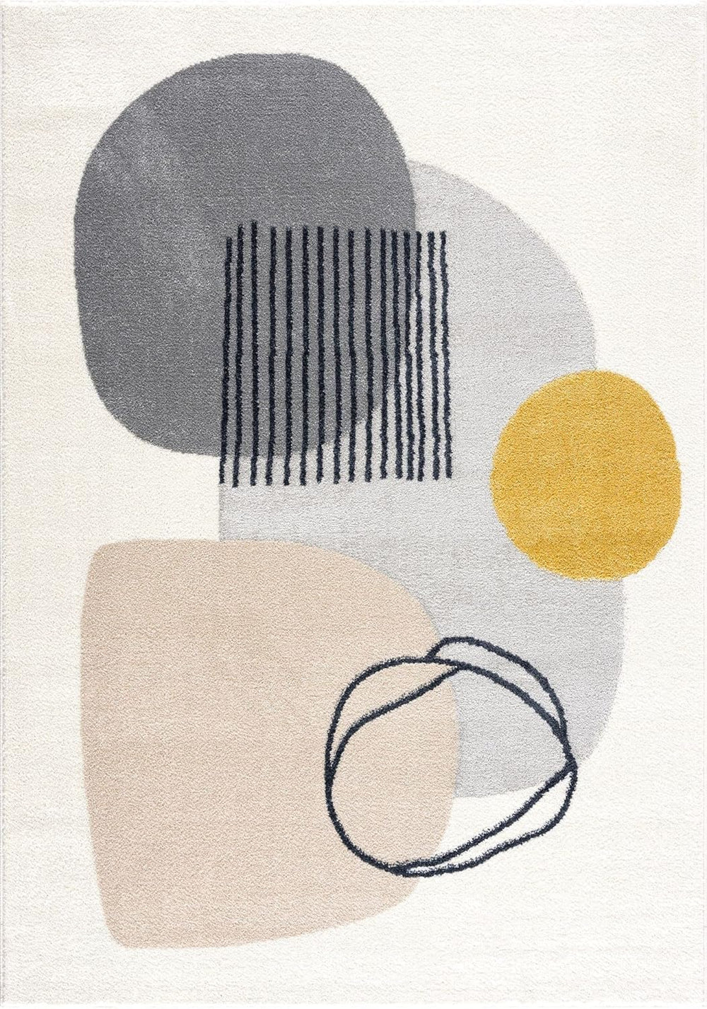 Abani Rugs Cream and Gray 5’3” x 7’6” (5'x8') Mid-Century Rug with Ci...