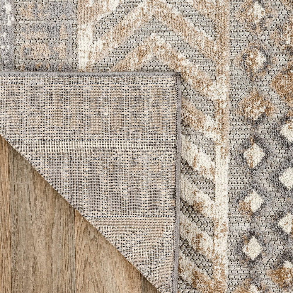 Rugshop Tribal Stripe Indoor/Outdoor Distressed Deck Area Rug Beige 4' x ...