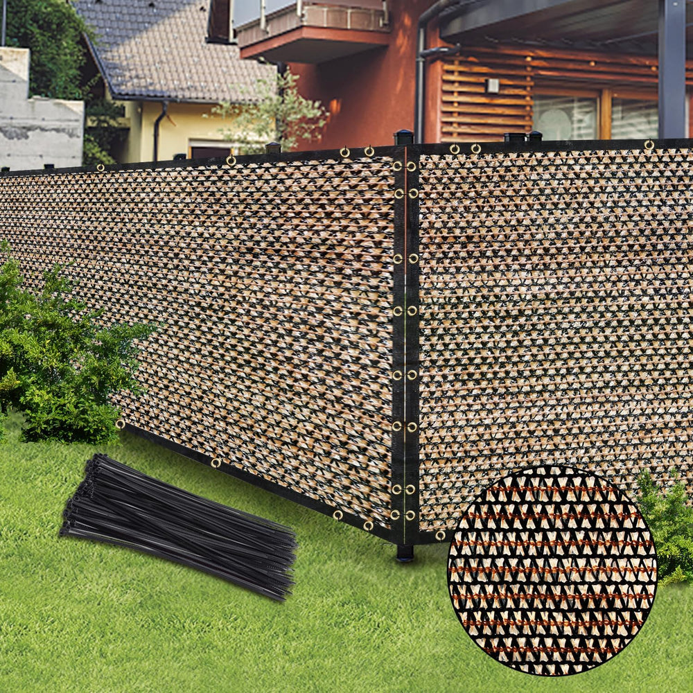 Brown 5FT X 50FT Outdoor Privacy Screen Fence & Mesh Shade Net Cover, Ide...