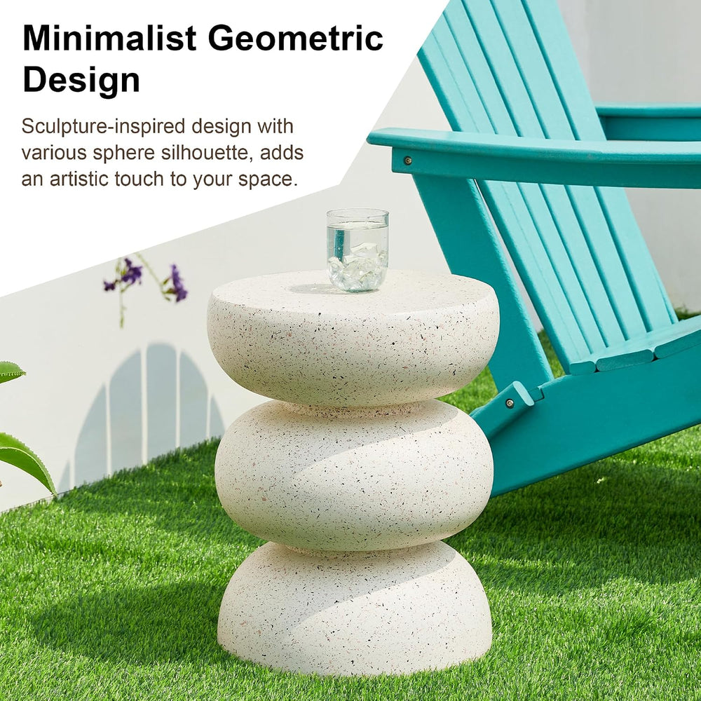 Glitzhome Outdoor Side Table Set of 2, 18" H Decorative Garden Stool MgO...