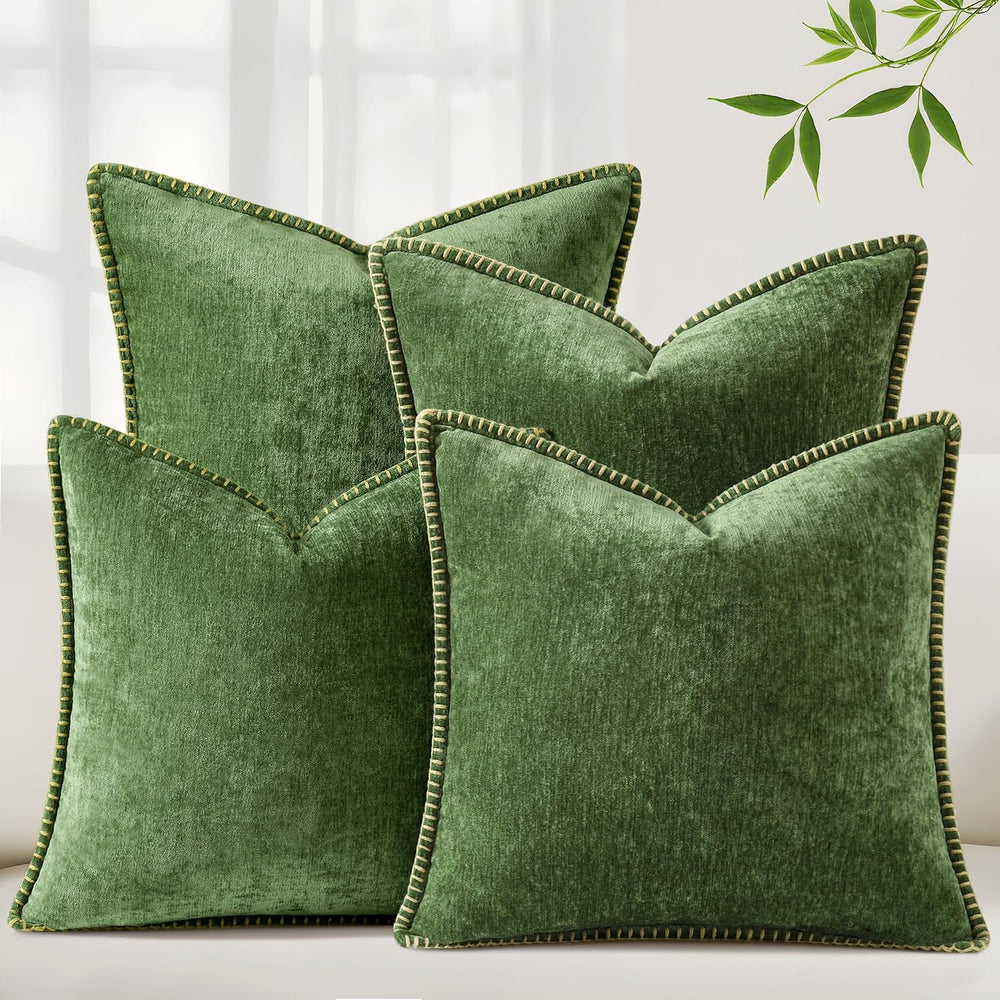 decorUhome Fall Soft Decorative Chenille Throw Pillow Covers 18x18 Set of 4