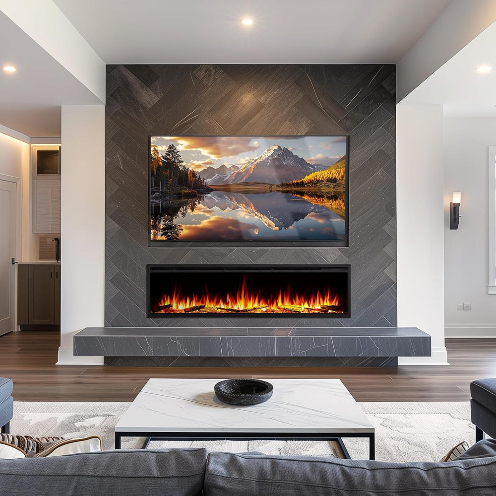 LegendFlame 72" W Smart Wall Mount & in Wall Recessed Electric Firep...