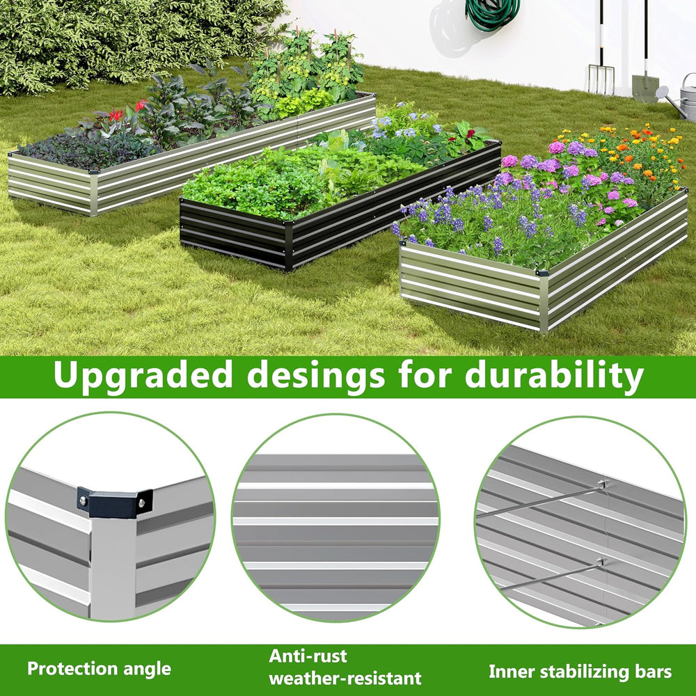 2PCS 7x3x1ft Galvanized Raised Garden Bed,Outdoor Planter Box Metal Patio Kit...