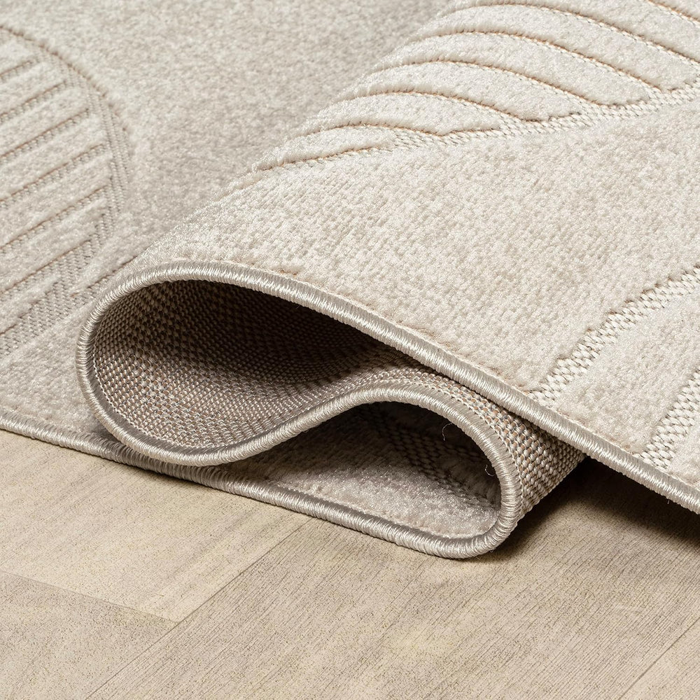 JONATHAN Y Nordby High-Low Arch Striped Ivory/Cream Indoor/Outdoor Runner Rug...