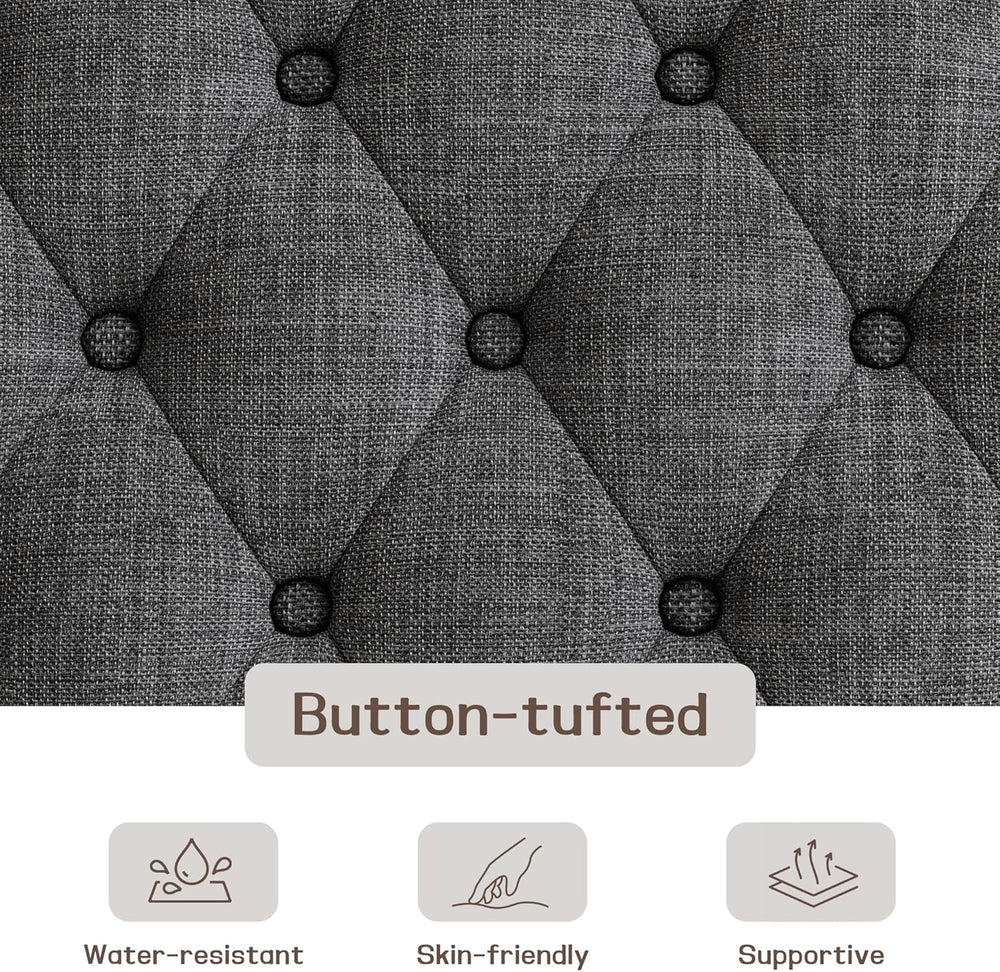 48" Large Ottoman with Storage Coffee Table, Upholstered Tufted Linen Ot...