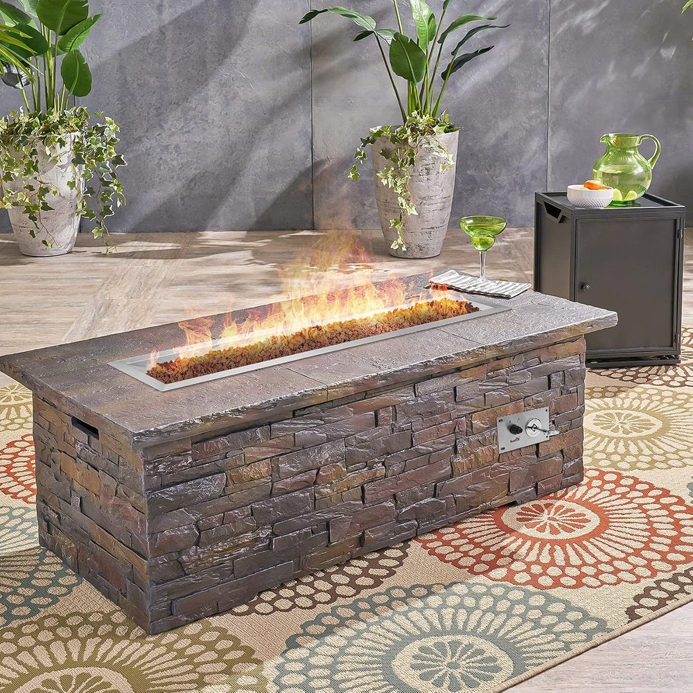 Stanbroil 48 x 14 inch Rectangle Fire Pit Kit with Spark Ignition