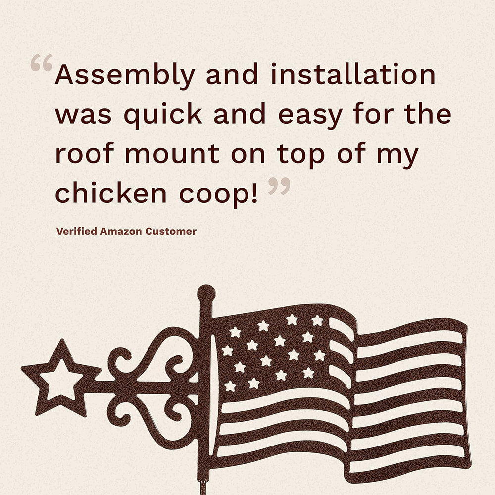 EZ Vane Steel USA Flag Weathervane with Wind Cups — Roof Mount